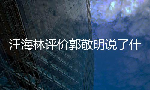价郭敬明敬明么回海林林评汪海 汪怼郭说了什么是怎事